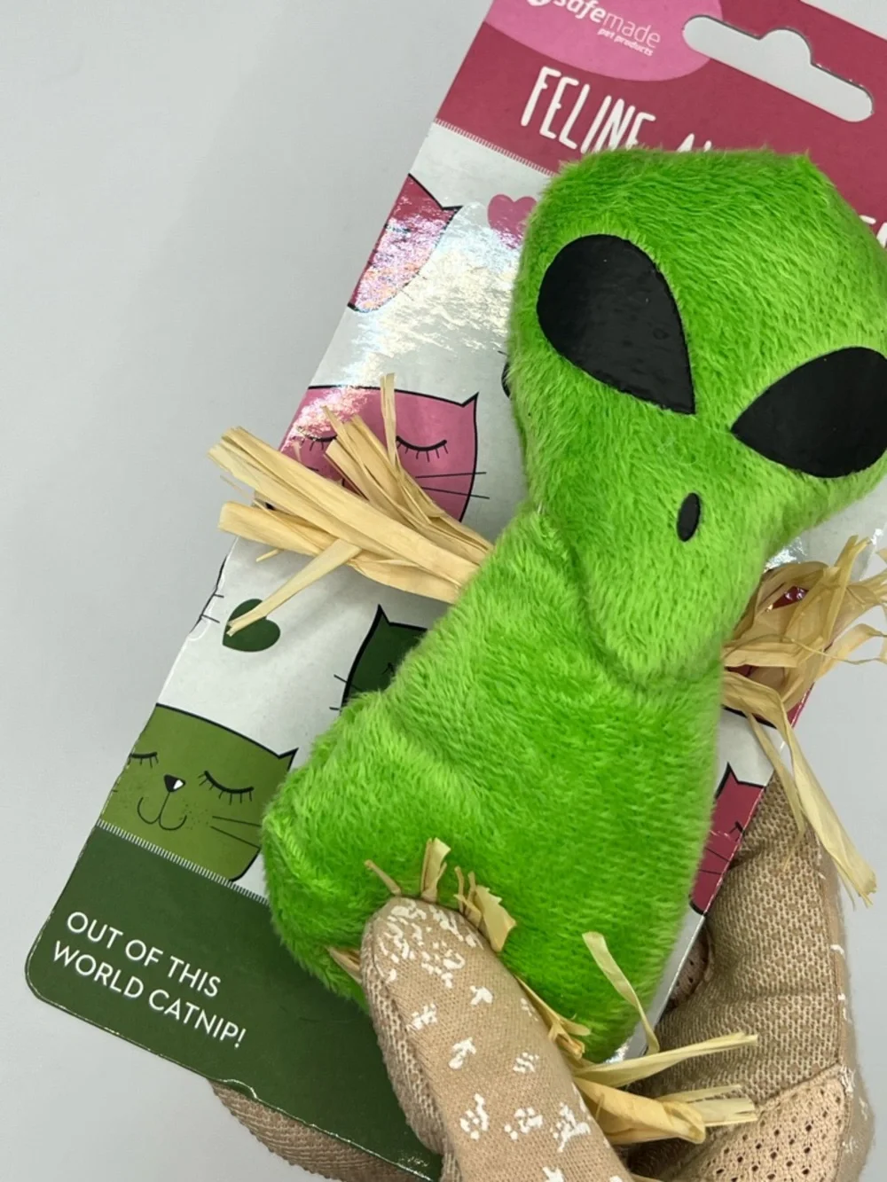 Green Alien Plush Cat Toy with Catnip